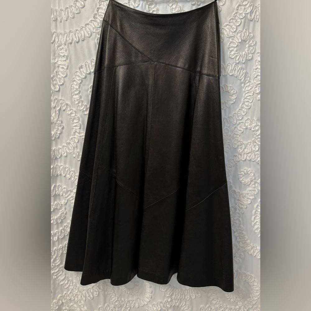 Gingette Leather Vintage Black Soft Maxi Lined Zip Genuine Skirt Israel 26β - Picture 3 of 16